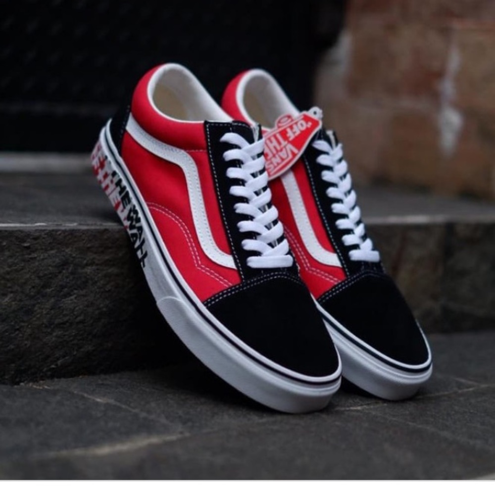 Vans Old Skool Sidewall Black Racing Red Skate - Picture 2 of 8